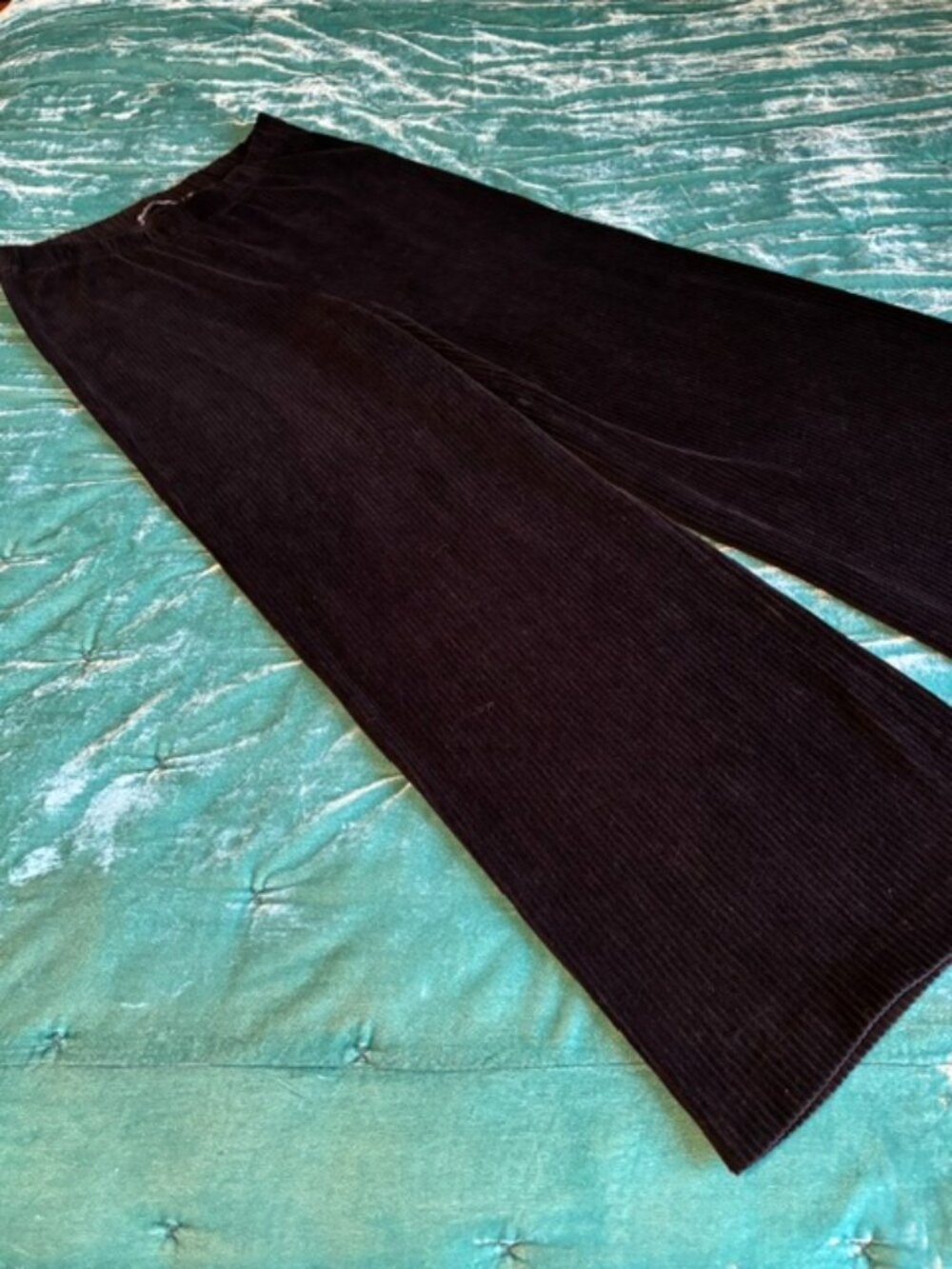 Gudren Sjoden Black Velour Wide-Legged Trousers